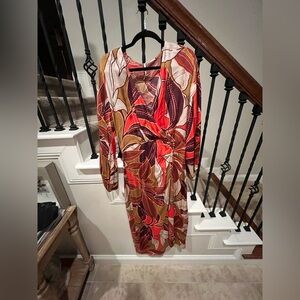 NWT Anthropologie Fall Leaf Print Dress-Size Large